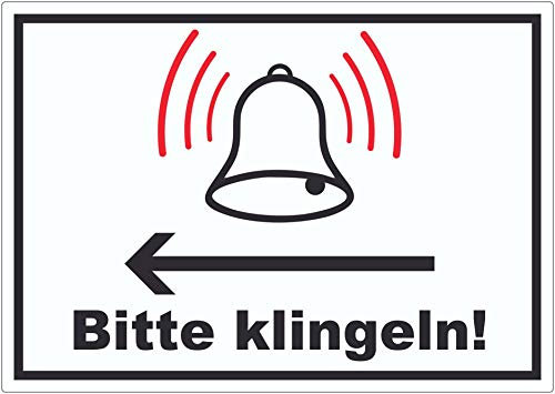 Bitte klingeln pfeil links Aufkleber A7 (74x105mm)