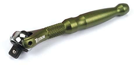 Titan Tools 11324 Mikro-Ratsche, 1/4-Zoll-Antrieb x 10,2 cm, 90 Zähne, Schwenkkopf, Grün
