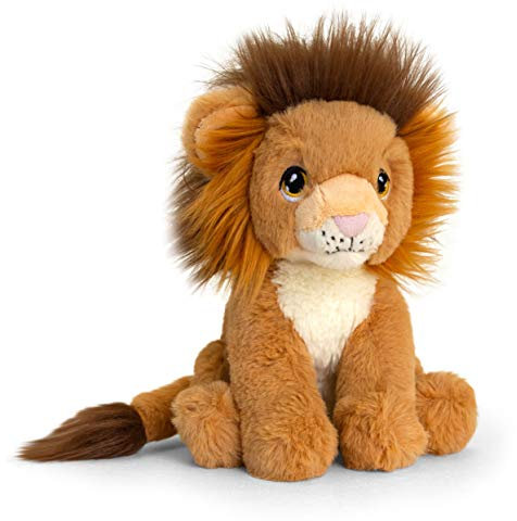 tachi Plüschtier Löwe, Kuscheltier Raubkatze 18 cm sitzend, Stofflöwe braun aus 100% recycelten Material