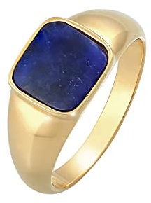 Elli PREMIUM Ring Siegelring Sodalith Quadrat Klassik 925 Silber