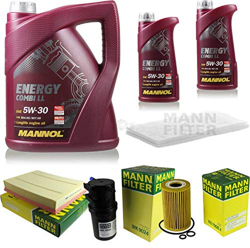 QR-Parts Set 85505708 CU 2603 HU 7008 z WK 9024 MN7907-1 MN7907-5 C 4312/1 Inspektionspaket 7 L Energy Combi LL 5W-30 + MANN Filterpaket 10929758