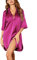 Ekouaer Chemise de Nuit Femme Ete 3/4 Manches Longues Ete Satin Grande Taille Sexy Chic Courte Vêtements de Nuit Femme, Fuchsia, XL