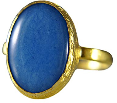 Jade - Ring - Vergoldet - Verstellbar - Blau - Oval - Geometrie - Damenring - Geburtstag - Geschenk für Sie - Schmuck Geschenk - Handmade