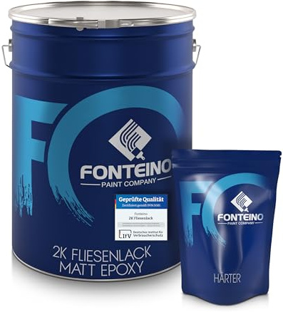 Fonteino Peinture Epoxy pour carrelage - Finition Mat - Haute résistance - Protection de sol cuisine, salle de bain - Gris clair 5KG