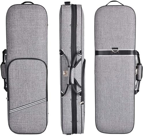 ADM 4/4 Full Size Violin Case Oblong Violin Hard Case with Built-in Hygrometer,Super Lightweight Portable with Carrying Straps