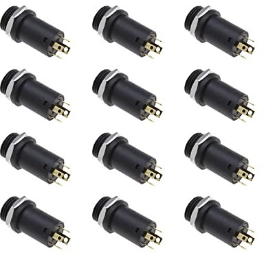 ECSiNG 12pcs 3.5mm Mini Prise Jack Stéréo Femelle avec Écrous 3.5mm Stéréo Montage sur Panneau Jack Connecteur à Souder Casque Audio Vidéo Prise 4 Pôles Plaqué Or