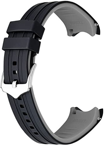 Kai Tian 20mm Silikon Universal Uhrenarmband Gebogenem Ende Zwei Farben Schwarzes-Graues Gummi Schnellverschluss Uhrenarmband für Männer Frauen