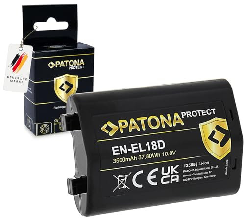 PATONA Protect EN-EL18D Batterie 3500mAh / 37,8Wh Compatible avec Nikon D4 D4s D5 D6 D810 D850 Z9 Batterie de Rechange avec V1 boîtier de Protection pour EN-EL18 en EL 18 18D EL18D ENEL18D