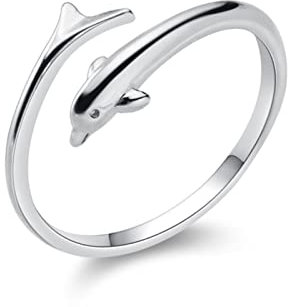 ZLING Netter Delphin-offener Verstellbarer Authentischer Sterlingsilber-925-ring Für Frauen-Mode-Tier-Ring-feiner Schmuck-mädchen-Geschenk