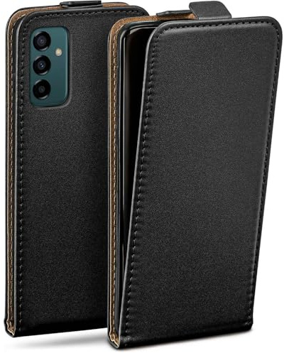 moex Flip Case für Samsung Galaxy M23 5G Hülle klappbar mit 360 Grad Schutz, Handyhülle mit Displayschutz, PU Leder Handytasche Lederhülle, Flip Case Cover Klapphülle, Schwarz