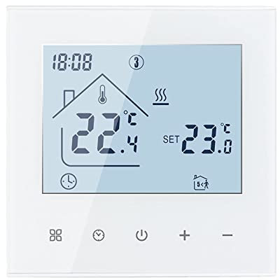 Termostato digital para habitación, pantalla LED, regulador de temperatura programable semanalmente para calefacción por suelo radiante (blanco, calefacción por suelo radiante por agua 3 A)