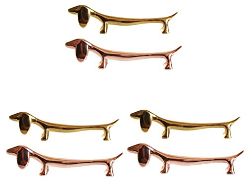 BESTonZON 6piezas Soporte para Palillos Forma De Perro para Utensilios Color Dorado y Rosa para Uso Casa y Hotel