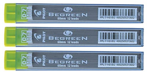 Pilot Begreen 0.7mm Mechanical Pencil Refill Leads Grade HB - 3 Tubes - 36 Leads …