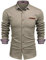COOFANDY Mens Shirts Long Sleeve Denim Shirt Slim Fit Cotton Dress Work Shirt Smart Casual Western Cowboy Shirts for Men with Plaid Collar AA-Khaki L