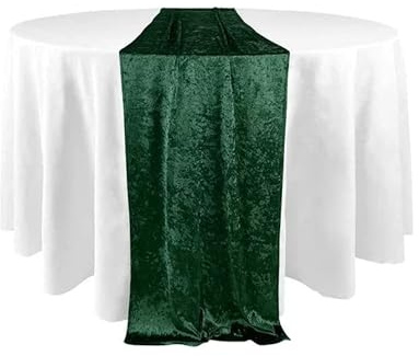 Elegant Event Essentials - Crushed Velvet Party Long Table Runner - For Spring Party, Wedding, Reception, Banquet, Home Dining Space Christmas Decoration (12” x 108”/30.48 x 274.32cm) - Bottle Green