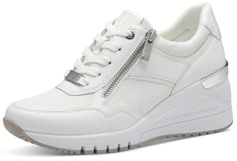 MARCO TOZZI Damen Wedge Sneaker mit Reißverschluss Vegan, Weiß (White), 40 EU