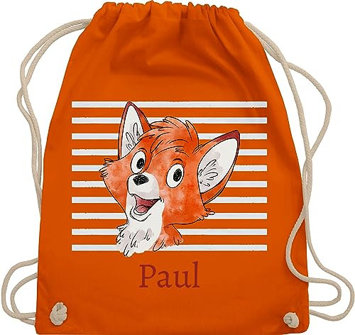 Turnbeutel Rucksack - Süßer Fuchs - Jungen Geschenk Fox - Unisize - Orange - sportbeutel junge schul sporttasche +mit+fuchs fuchsmotiv beutel name kindergartenwechselkleidung tasche