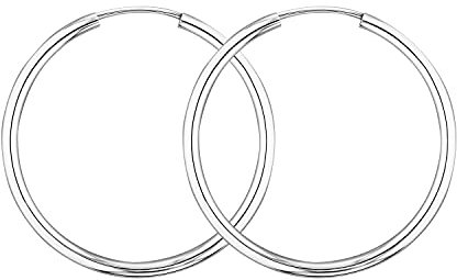 EDELIND Creolen Gold 30 mm 375 Weißgold Hoop Ohrringe Damen Mädchen Breite 2mm 9 K Echt Gold Basic Ohrschmuck für Frauen mit Schmuck Geschenk Box