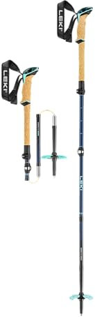 LEKI Damen Bernina FX Carbon Skistöcke, Midnight Blue-darkblue-Mint, 100-120cm