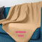 wometo Fleecedecke OekoTex - personalisert mit Name oder Wunschtext hochwertiger Flock-Druck - 130x160 ca. 400g wertiges Gewicht mit Anti-Pilling Kettelrand beige