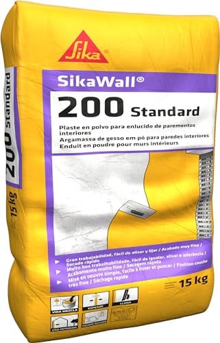 SIKA - Plaste intérieure - SikaWall-200 Standard - Blanc - Plaste en poudre pour régularisation et plâtrage final des murs intérieurs avant peinture ou papier peint - 15 kg