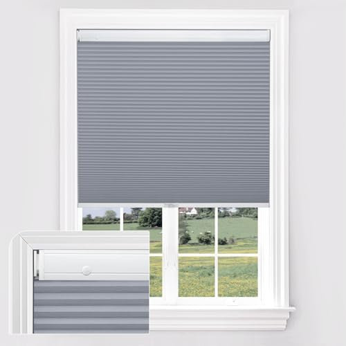 UrMoon Wabenplissee ohne Bohren für Fenster und Tür, 100% Blickdicht Plisseerollo Verdunkelung Thermo Plissee für Sonnenschutz und Sichtschutz(Blickdicht-Hellblau, Sondergrößen)