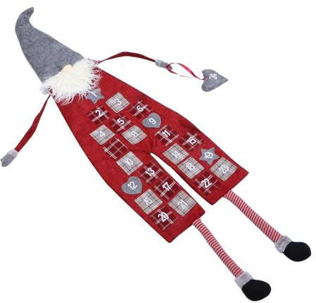 Warmhm Countdown-kalender Weihnachten Hängender Adventskalender Gnom-ornament Festival-adventskalender Gnom-puppe Esstischdekoration Kalender Für Kinder Schmücken Leinen- Tasche Rot 3d