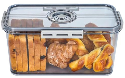 SaiDuoDuo Contenitore ermetico per la conservazione del Pane in pagnotta, Scatola per Il Pane in plastica per la Cucina, Custode del Pane Trasparente con Coperchio per Bagel per panini,Grigio,S