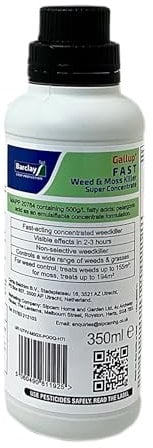 Gallup Fast Weedkiller & Moss Control Super Concentrate - Pelargonic Acid for Effective Weed Control, Fast-Acting with Visible Effects in 4 Hours, Up to 155m² Coverage