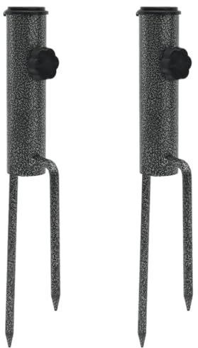 vidaXL Soportes de sombrilla con púas 2 uds Acero galvanizado 9x35 cm, Base de sombrilla, Clavo de Tierra de sombrilla, estaca de Tierra de sombrilla