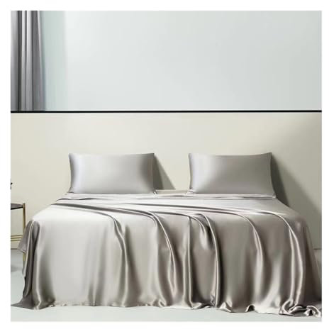 RUZGAR Bettlaken Betttuch Haustuch Laken 19-mm-Seiden ohne Gummizug 170x230cm 230x250cm 250x250cm Luxuriöse Seiden-Kühllaken Superseidene Weiche und Glatte (Color : Gray(Grey), Size : 250x250cm)