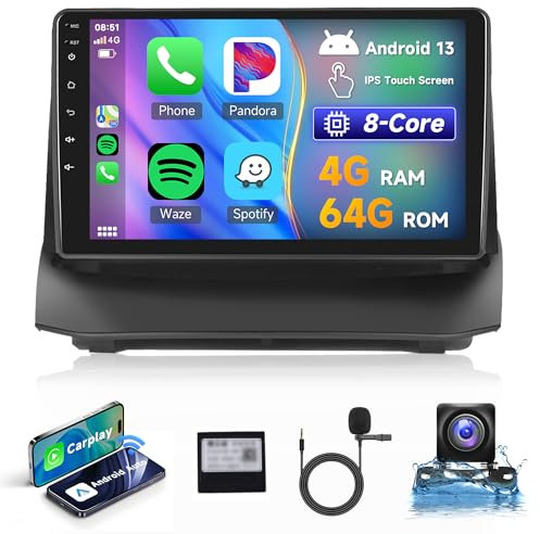 4G 64G 8 Core Android Car Stereo for Ford Fiesta 2009-2014 with Wireless Carplay Android Auto, Rimoody 9 Inch Touch Screen Car Radio with GPS Navigation Bluetooth FM/RDS/32EQ WiFi DSP Backup Camera