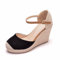 Sandale Femme Talon compensé Plate-Forme,talons hauts à bout fermé,Sandales à talon épais avec boucle à bride à la cheville,chaussures d'été à semelle épaisse,pour les fêtes et les mariages