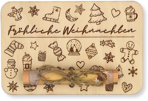 ZUKLA Verpackung Geldgeschenk Weihnachten - 13 x 10 cm - Geldgeschenk Verpackung Weihnachten Holz - Geld Verschenken Weihnachten