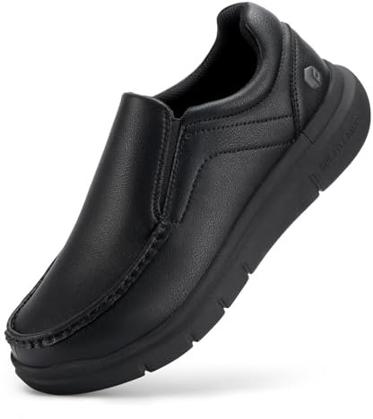 FitVille Zapatos para Hombre Extra Anchas Zapatillas Hombres Zapatos de Piel Casuales Slip-on Mocasines Sin Cordones Comodos 42.5 EU X-Ancho Negro