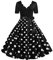 EFOFEI Damen Kleid Petticoat Lange Ärmel Ballkleid Weihnachten Druck Partykleid Einfarbig Rockabilly Kleid Schwarz XXL
