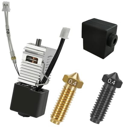 JUUPINE für Anycbic Kobra 3 & Kobra 3 Combo 3D-Drucker-Hotend-Kit mit Kühlkörper, Silikonsocke und 0,4-Düse (mit 1 gehärtetem Stahl und 1 Messing)