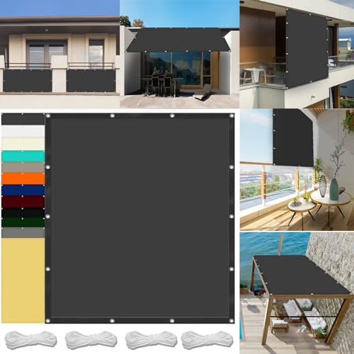 Toldo impermeable rectangular de 0,6 x 3,4 m, con cuerda, bloqueo UV, ojales resistentes a la intemperie, para piscina, terraza, invernadero, color gris oscuro