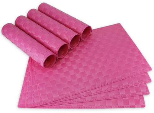 Moderne Tischsets in Pink im 8er Set - Abwaschbare Platzsets als rechteckige Tischuntersetzer - Geflochtenes Platzdeckchen als Tischunterlage für Esstisch Wohnzimmer Tisch-Deko