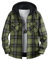 QIXING Men's Hoodies Flannel Plaid Hooded Shirt Jacket Winter Fleece-Lined Warm Hoodie Long Sleeve Soft Button-Down Coat with Hood(Black Light Green, L)