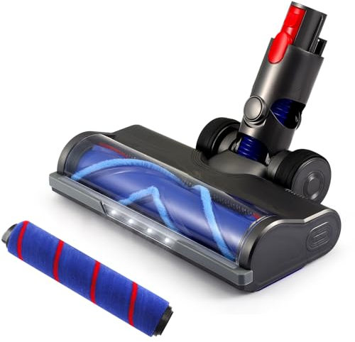 QCXWCJWD Dyson Vacuum Cleaner Head Replacement, Compatible with V7/V8/V10/V11/V15 V8Slim for Carpets and Hard Floors Parquet, Vacuum Cleaner Head Attachment with 4 LED Lights and 2 Spare Rollers