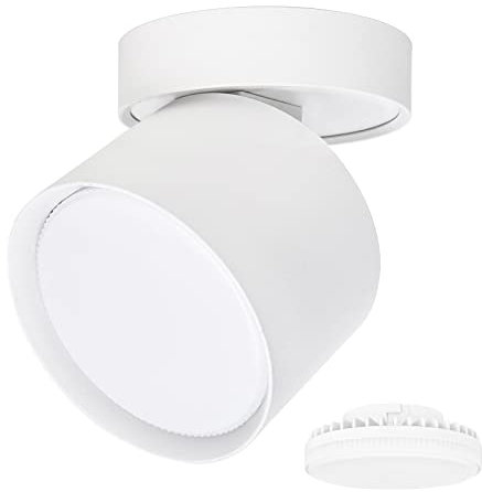 KYOTECH LED Aufbauspot Flach 230V Ø84x80mm drehbar und schwenkbar Weiß Deckenleuchte Aufputz inkl. 6W GX53 Leuchtmittel Naturalweiß 4000K 550LM Aufbaustrahler mit großer Leuchtfläche Spotleuchte