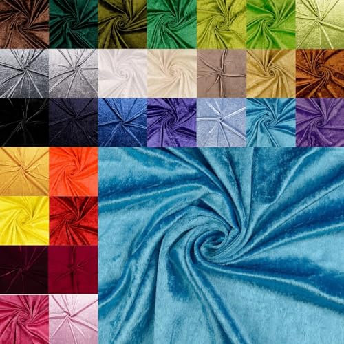 Pannesamt Meterware - Panné Samt Stoff - Dekostoff, Knit Velour Polyester - Samtstoff glänzend - Velour glänzend *Ab 50cm x 147cm, Farbe: 065 mint
