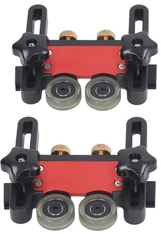 2Pcs Updated Bearing Roller Featherboards Feathers Boards for Table Saw Router Table Band Saws Jig Guides Table Saw Accessories, 5mm Stroke Double Wheel Bearing Roller Featherboard