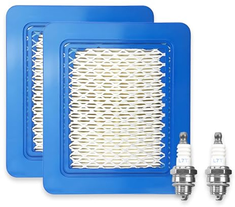 4 Stück Luftfilter Set für Rasenmäher – Hochleistungs Luftfilter & Zündkerzen – langlebige Ersatzteile für Benzin-Rasenmäher, Gartenmaschinen & Kleinmotoren