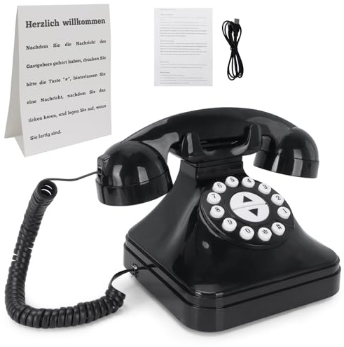 Pabbyeey Audio Gästebuch Hochzeit Telefon – Hochzeit Gästebuch Alternative mit Sprachaufnahme – Telefonrecorder für Hochzeit, Geburtstag & Events – Audionachrichten direkt am Telefon abhörbar(Schwarz)