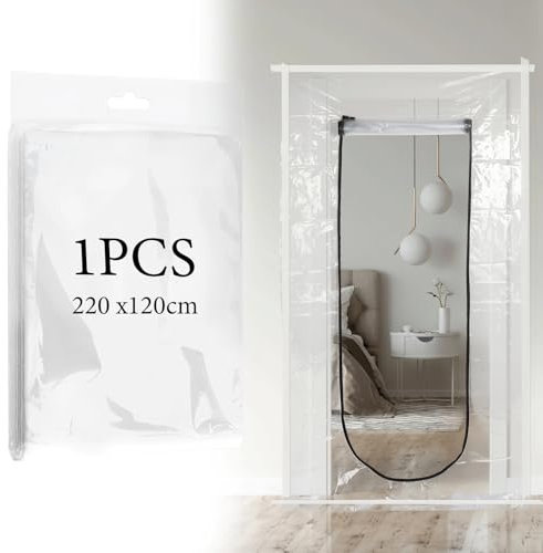 Door Covers Dust Barrier with Zip, 220x120cm U Shape Dust Barrier Door Kit, Construction Temporary Wall Screen Sheeting for Wall and Room Temporary Painting Protection (1)