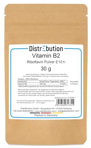 Vitamin B2 Pulver 30g – Reines Riboflavin E101, vegan, ohne Zusätze