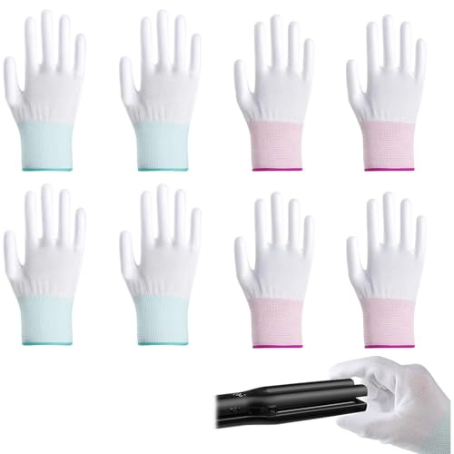 MFCGHXR 2er Set Hitzeschutzhandschuhe mit Silikonfingern, hitzebeständige Handschuhe für Haarestyling, Glätteisen und Lockenstab, Schutz vor hohen Temperaturen, Pink & Grün
