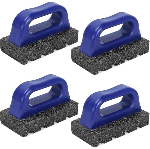 4 Pack Silicon Carbide Rub Bricks with Handles, Masonry Rubbing Stones | 15.4 x 7.6 x 3 cm Coarse Abrasive Blocks for Concrete, Brick and Tile, Removing Marks and Smoothing Rough Surfaces